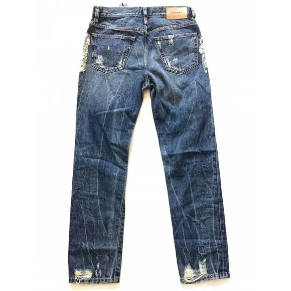 $298 Diesel Men’s Mharky Slim Skinny Cropped Jeans 084ZM Destroyed Size W28